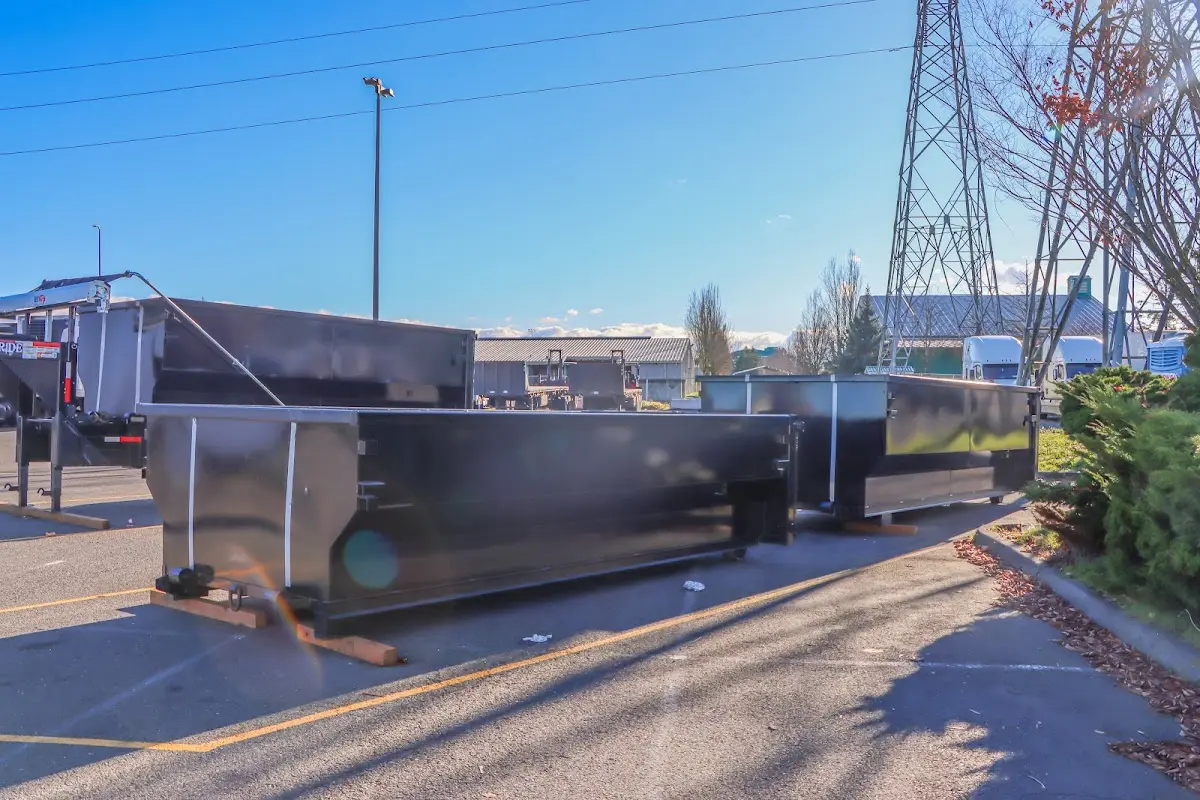 Roll-off dumpster ready for waste disposal at job site for Roofing Dumpster Rental in East Pennsboro